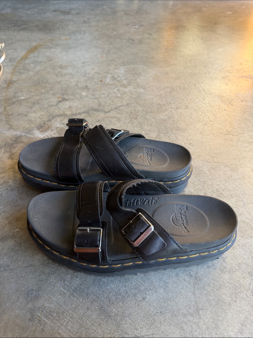 Dr. Martens Black Kids Double-Buckle Slide Sandals